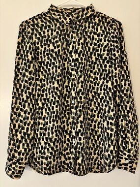 Dillon Classic Fit Button Down Print Blouse Size S